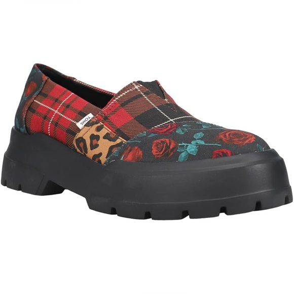 TOMS Lava Multi Tartan Plaid Leopard Floral Y2K Chunky Heel Loafer Shoes… - Picture 1 of 15